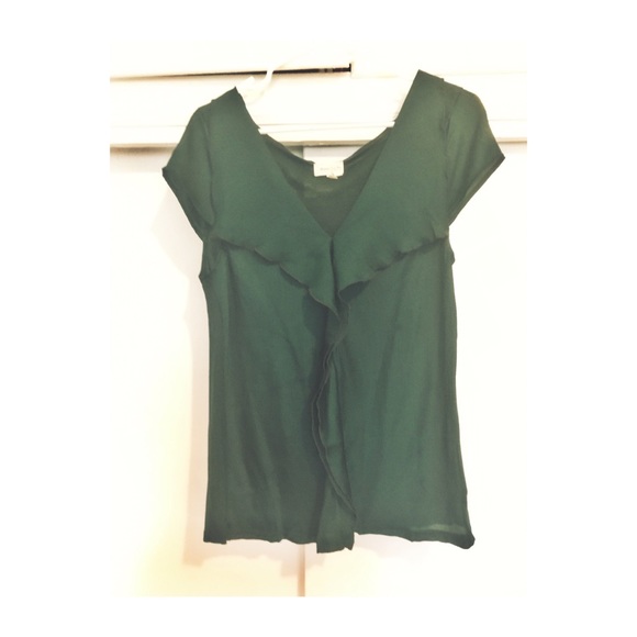 Meadow Rue fancy frill forest green top - Picture 1 of 4